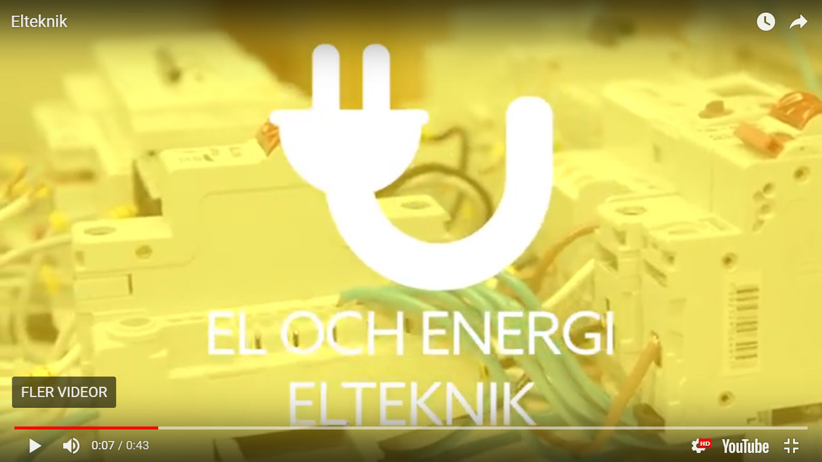 Stillbild från filmen om el och energiprogrammet/elteknik vid Tyresö gymnasium.