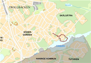 Karta över Solsäter (f.d. Område vid Långsjövägen)