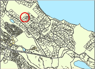 Karta över Strand 1:452 och del av Strand 1:1