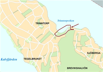 Karta över Brygga och bad vid Trinntorp