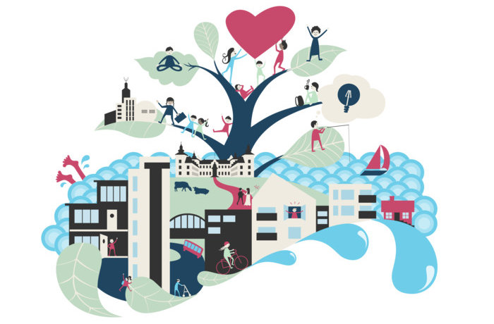 Tecknad bild av Tyresö kommuns vision