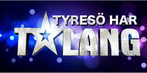 "Tyresö har talang" affisch till årets presentationsvecka. Glittrigt med stjärna och blå bakgrund.