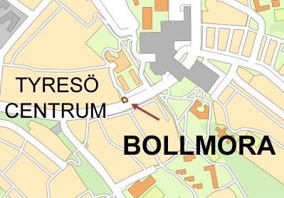 Transformatorstation vid Tyresö centrum - klicka för större karta