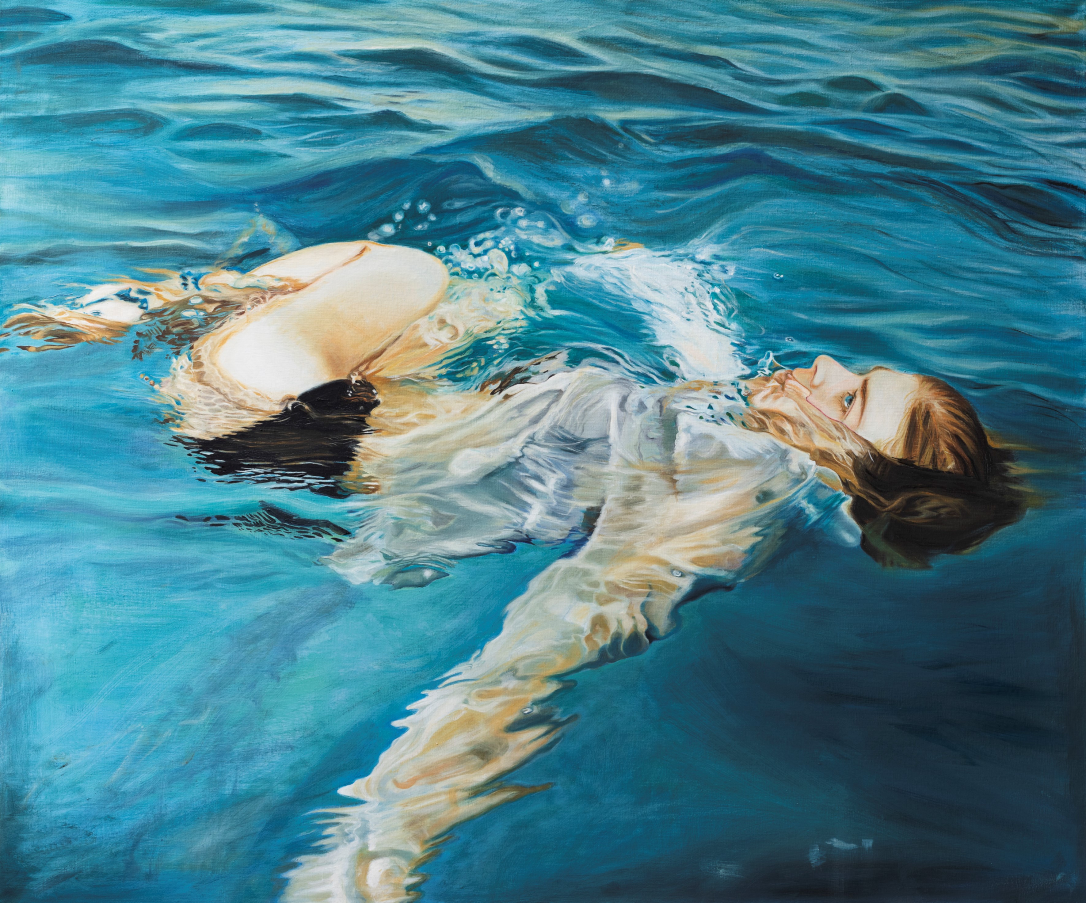 målning av kvinna i vatten